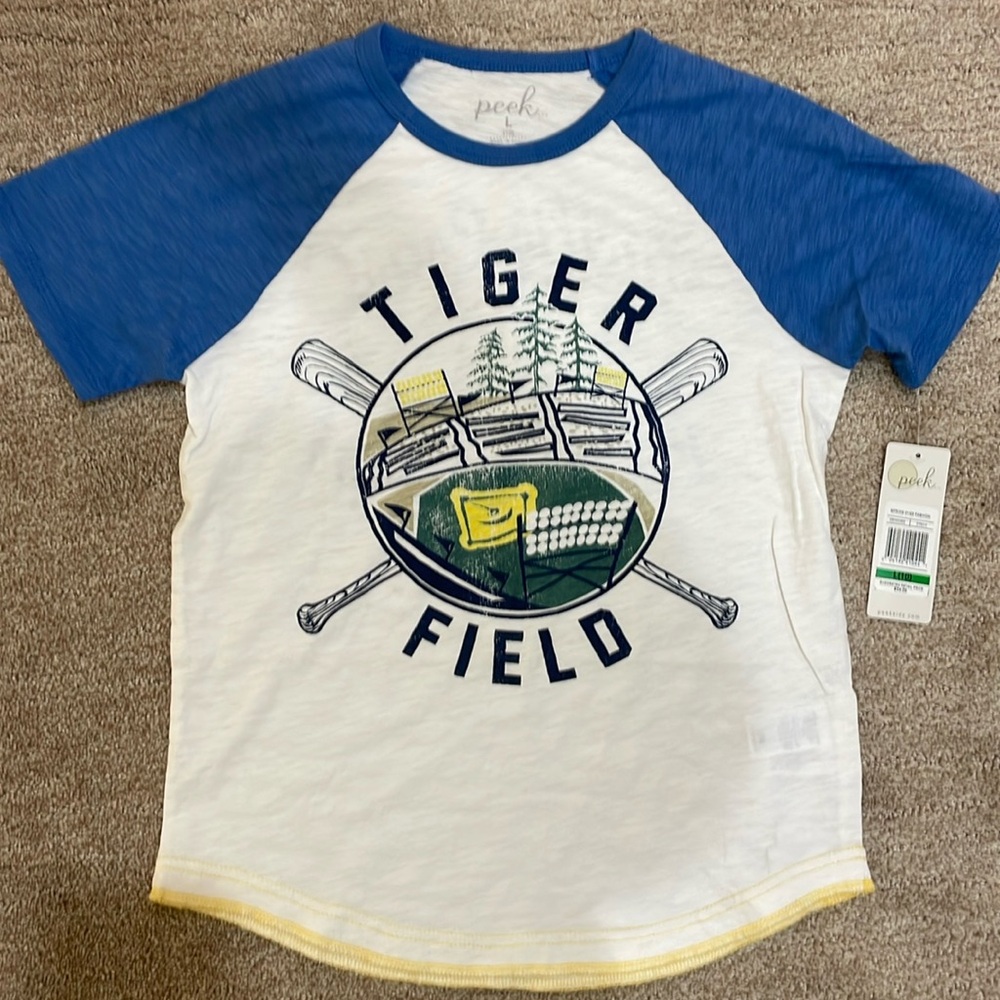 Peek Kids Boys 10 Tiger Field Baseball Tee NWT